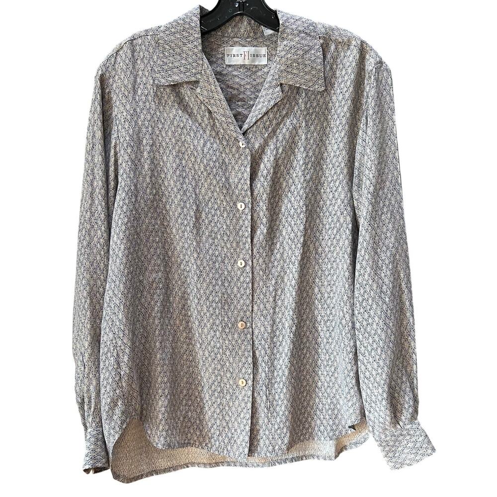 100% Silk First Issue Blouse Vintage Size Small